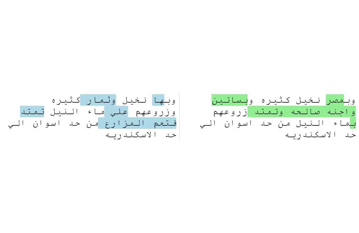 A text pair aligned through the diff viewer